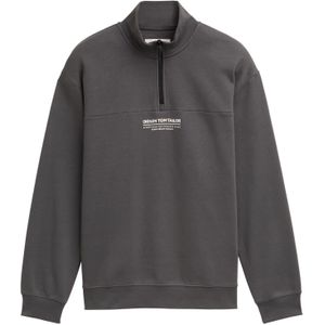 TOM TAILOR DENIM Sweatshirt  donkergroen / wit