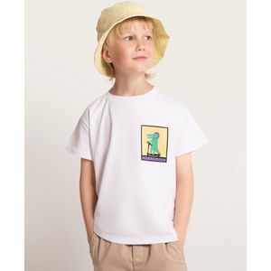 SATURNDAY Shirt 'Krokodil auf Scooter'  wit