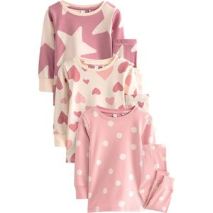 Next - Nachtkledij - Crème/Rosa/Oudroze - 2-delig - 3 Pack