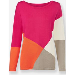Gebreide Trui - Oranje/Pink Gedessineerd - 80% Viscose, 20% Polyamide