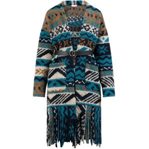 IZIA Gebreid vest  turquoise / olijfgroen / zwart / wit