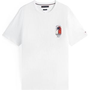 TOMMY HILFIGER Shirt 'Palm Tree'  nachtblauw / lichtrood / wit