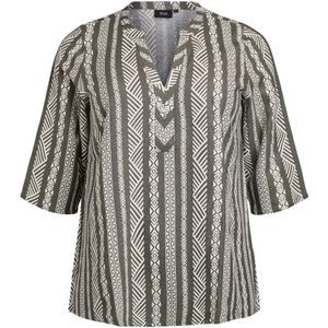 Zizzi Blouse 'VBITTEN'  beige / olijfgroen