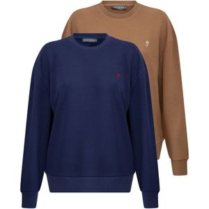 Jacey Quinn Sweatshirt  donkerblauw / lichtbruin / rood / wit