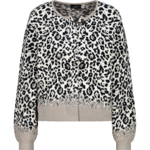 monari - Gebreid Vest - Taupe/Zwart/Natuurwit - Dierenprint