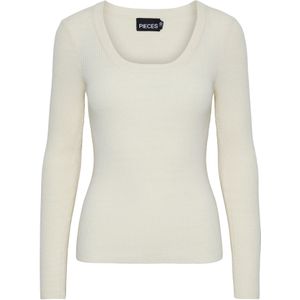 PIECES - Trui - Lichtbeige - Aansluitende Pasvorm - Lange Mouw