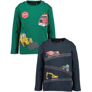 Blue Seven - Shirt - Marine/groen - Lange Mouwen - Set van 2