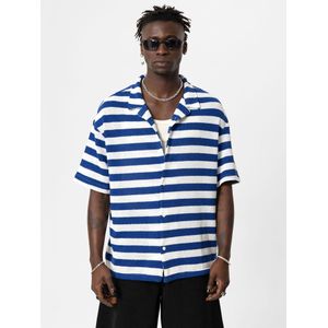 VAMOS CLO Overhemd  kobaltblauw / wit