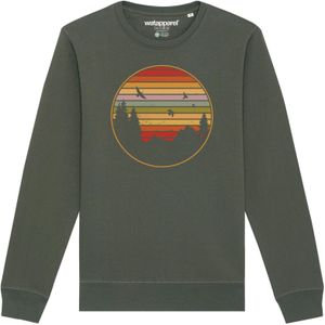 Watapparel Sweatshirt ' Sunset Berge & Tannen '  kaki / gemengde kleuren