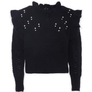 faina Trui  zwart / transparant / parelwit