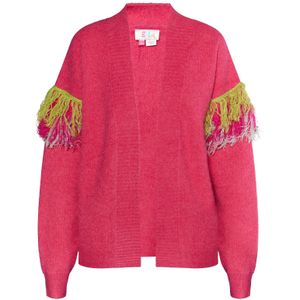IZIA Gebreid vest 'Hoona'  lichtgrijs / limoen / magenta