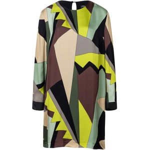 Ana Alcazar Jurk 'Sarea'  chocoladebruin / kiwi / zwart