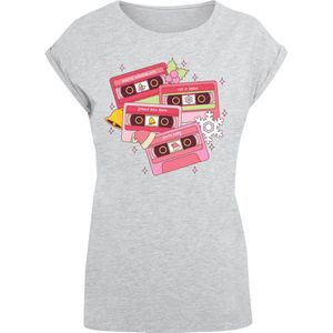 F4NT4STIC Shirt 'Christmas Retro Song Tapes'  grijs gemêleerd / gemengde kleuren