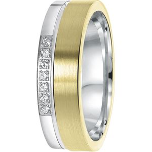 Lucardi - Vriendschapsring Benidorm - Zilver en Goudkleurig - Ring - Zirkonia