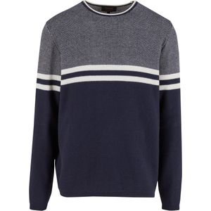 INDICODE JEANS Trui 'Jaluf'  donkerblauw / grijs gemêleerd / wit