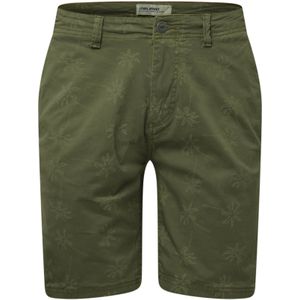 BLEND Broek  donkergroen / offwhite