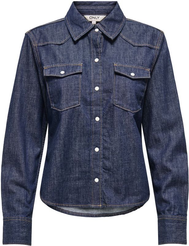 Only - Charlize - Dameshemd - Denim - Lange Mouwen - Regular Fit