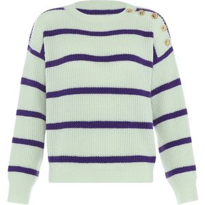 faina - Trui - Donkerlila/Wolwit - Gebreide Truien