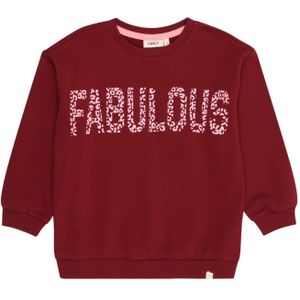 Only - Mini Sweatshirt - Rosa/Wijnrood - Ronde Hals - Lange Mouw