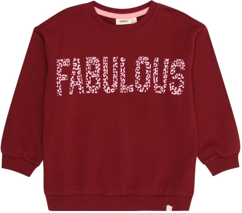 Only - Mini Sweatshirt - Rosa/Wijnrood - Ronde Hals - Lange Mouw