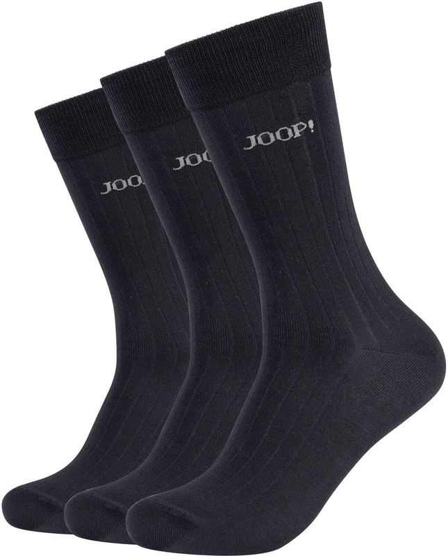 JOOP! - Sokken - Zwart - 3 Pack - Jersey met Logoprint