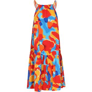 ebeeza Jurk  turquoise / royal blue/koningsblauw / mosterd / knalrood