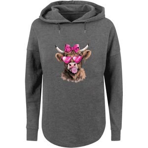 F4NT4STIC Sweatshirt 'Highland Cow Valentinstag Sonnenbrille'  bruin / donkergrijs / pink