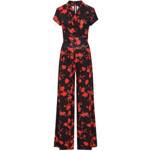 HotSquash - Jumpsuit - Rood/Zwart - Lang/Maxi - V-hals - Bloemenprint