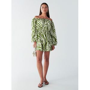 BWLDR Jurk 'BRIA MINI DRESS'  olijfgroen / wit