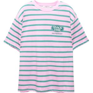 Pull&Bear Shirt 'TACOS'  pueblo / jade groen / spar / pruim