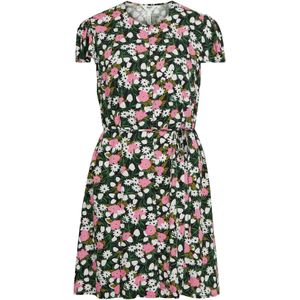OBJECT Jurk 'HIROMI'  olijfgroen / rosa / zwart / wit