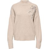 Only - ONLRIVA LS HIGH NECK EMB PULLOVER EX KNT - Gebreide Trui - Pumice Stone