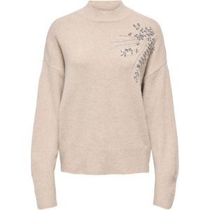 Only - ONLRIVA LS HIGH NECK EMB PULLOVER EX KNT - Gebreide Trui - Pumice Stone