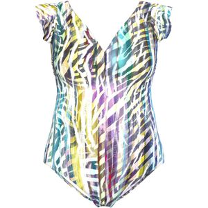Ulla Popken Badpak  geel / groen / lila / zwart
