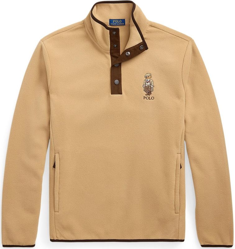 Fleecepullover met opstaande kraag en stitching