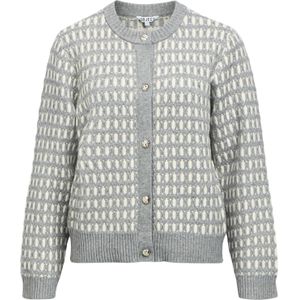 OBJECT Gebreid vest 'OBJThess'  grijs gemêleerd / wit