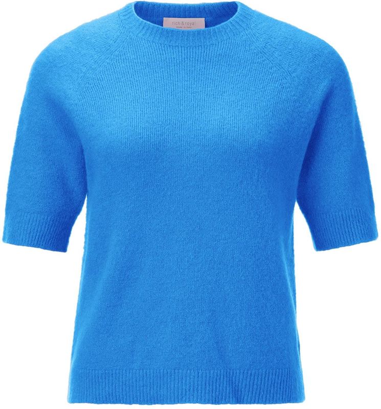 Rich & Royal - Trui - Blauw - Effen - Normale Pasvorm - Halve Mouw