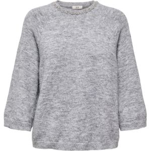 Jdyalva - Gebreide Pullover - O-hals - 3/4 Mouwen - Strass Steentjes