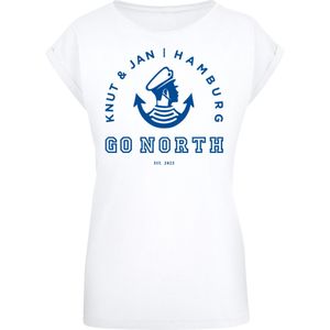 F4NT4STIC Shirt 'Go North Knut & Jan Hamburg Logo Knut & Jan Hamburg'  blauw / wit