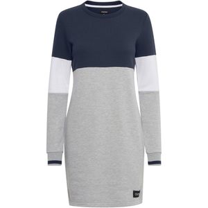 Oxmo Jurk 'Omila'  donkerblauw / grijs gemêleerd / wit