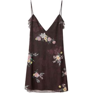 Bershka Zomerjurk  groen / aubergine / rosa / wit