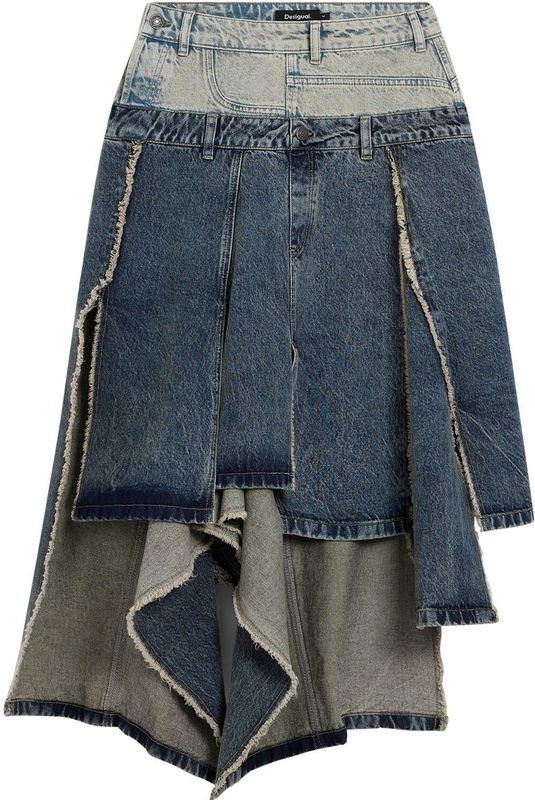 Strokenrok - Multicolor - Gewassen Denim - Lange Rok - Ontworpen in Barcelona