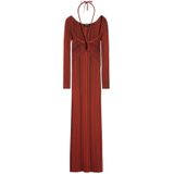 Desigual - Jurk - Kreeft/Zwart - 7/8 Lengte - Aansluitende Pasvorm - Lange Mouw