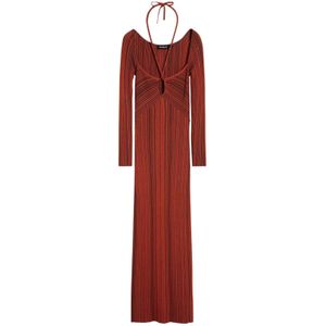 Desigual - Jurk - Kreeft/Zwart - 7/8 Lengte - Aansluitende Pasvorm - Lange Mouw