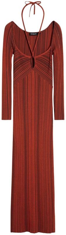 Desigual - Jurk - Kreeft/Zwart - 7/8 Lengte - Aansluitende Pasvorm - Lange Mouw