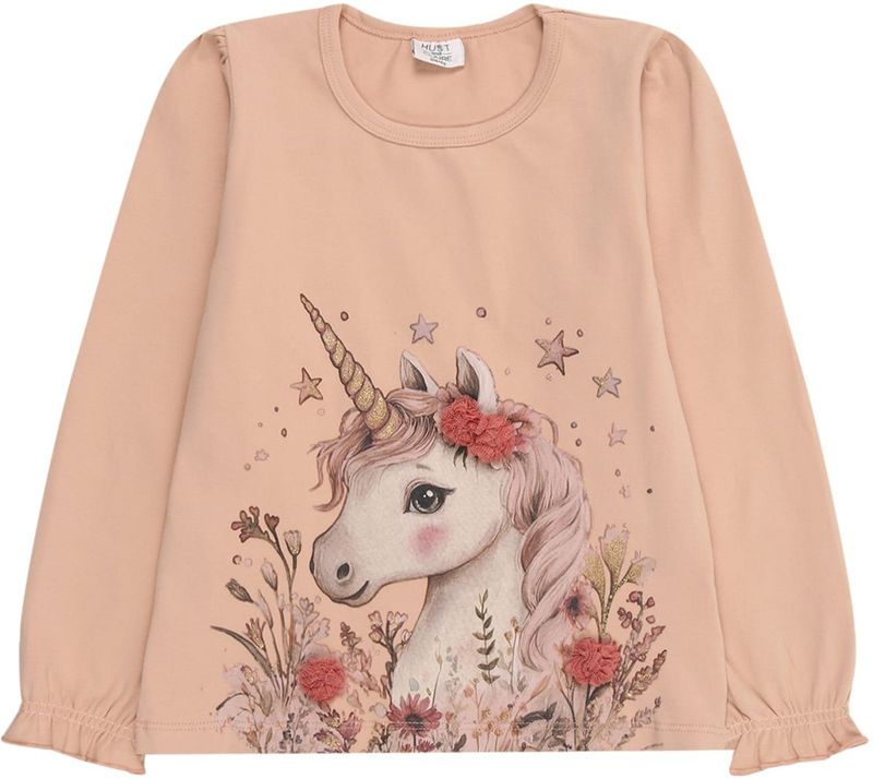 Hust & Claire Shirt 'Alma Unicorn'  goud / lichtgrijs / rosé / poederroze