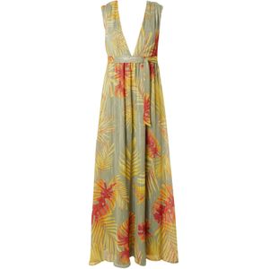 VILA Jurk 'FLORI'  donkergeel / goud / kaki / rood