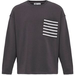 VAMOS CLO Sweatshirt  antraciet / wit