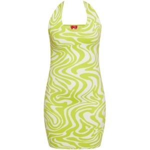 swirly Gebreide jurk  appel / wolwit