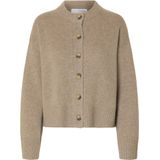 Selected - Cille - Vest - Ronde Hals - Lange Mouwen - Knoopsluiting - Normale Pasvorm - 70% Wol - 30% Kasjmier